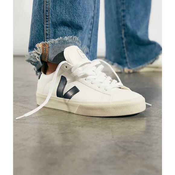VEJA Shoes - Veja Campo Leather Sneakers, White/Navy, Size 7
